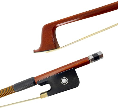 ModouString Cello Bow Full Size 4/4 - Brazilwood with Ebony Frog, Natural Mongolia Horsehair, wire decoration, Pearl Inlay Well Balanced Lightweight and Durable