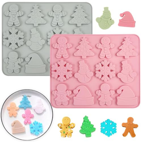 Silikonformen Weihnachten, 2pcs Silikonformen Kerzen Weihnachten, 6 Verschiedenen Motiven Weihnachten Silikonform für Muffins, Kuchen, Schokolade, Seife, Süßigkeiten