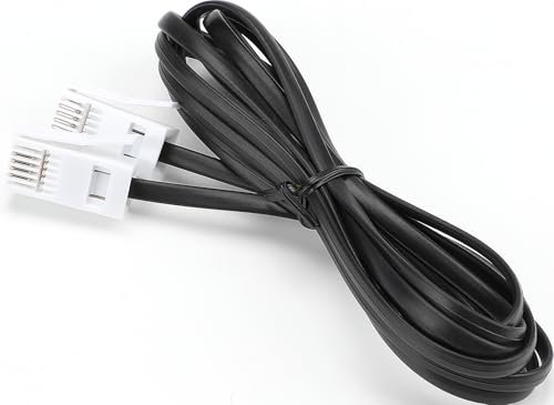 SAISN BT Telephone Cable Lead RJ11 6P4C Male Plug to Male Plug Flat Cord Black 4 Wire Phone Cables for Landline, 2M