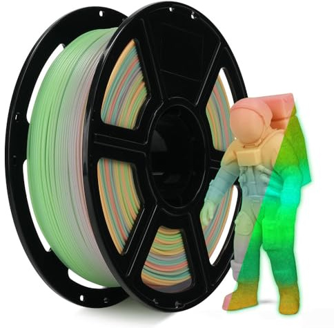 FLASHFORGE Glow in The Dark Rapid PLA Filament 1.75mm, Luminous Melody Fast Color Change Multicolored Rainbow Filament, Max 500mm/s High-Speed Printing, High Brightness and Long-lasting Glowing Effect