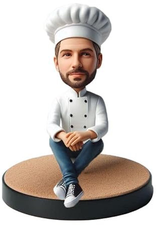 mydedor Individuelle Wackelkopf-Figur, individuelle Puppe, Gebäckmann in Weiß, benutzerdefinierter Wackelkopf, Wackelkopf-Figuren, handgefertigt, personalisierte Skulptur, Geschenk für erwachsene
