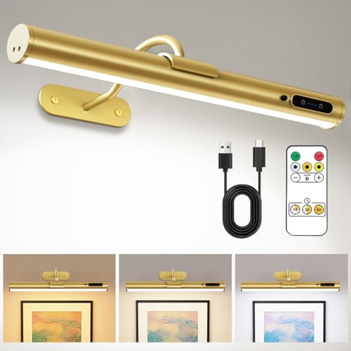bravzurg 4000mAh Applique Murale LED Sans Fil, Lampe Murale Sans Filà Télécommande, Lampe Miroir Rechargeable USB, lumiere eclairage pour tableau, Salle de Bain, Miroir, Vitrines, Intérieure, Chambre