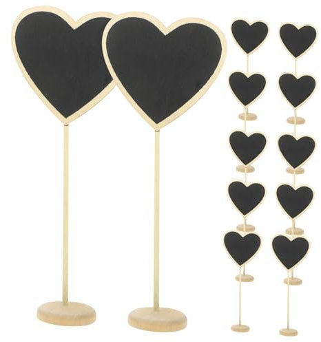 NUOBESTY 12pcs Herz Form Mini Tafel Für Hochzeit Memo Board Löschbaren Holz Staffelei Und Kreide