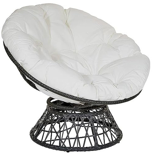 Cuscino per sedia a dondolo da esterno, impermeabile, con imbottitura spessa, per divano da giardino, rotondo, rilassante, per mobili da esterno, bianco, 100 x 100 cm