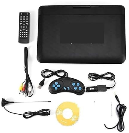 EDEDE Lecteur DVD Portable, 13 Pouces HD Portable écran Rotatif Smart TV VCD Lecteur DVD Mini Carte TF USB vidéo Rechargeable télévision pour Les débutants(6X Black)