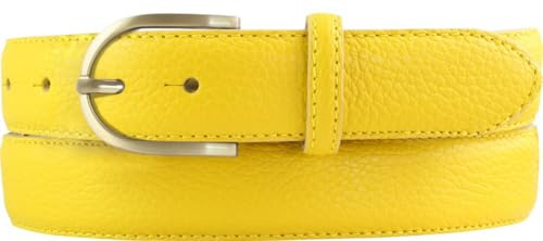 BELTINGER Italienischer Damen-Gürtel, 30 mm breit, Damen, Chinogürtel, Hosengürtel, strukturiertes Leder, Schließe Gold