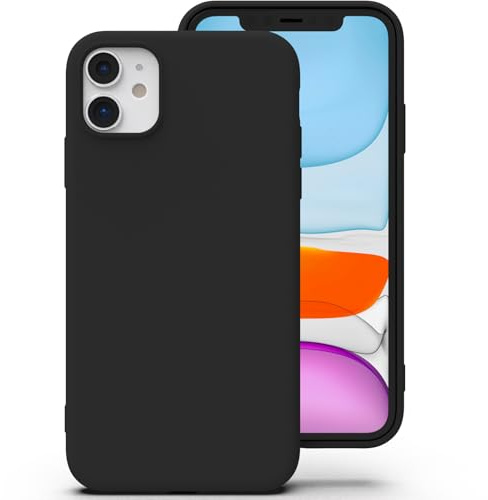 Zuvirelx Silikon Handyhülle für iPhone 11 Hülle, Weiches Griff, Dünne, Minimalistisch, Stoßfest, rutschfest, Taschenpassend - Schwarz