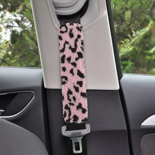 YKAFADE 2 Stück Auto Sicherheitsgurt Schulterpolster, Leopard Universal Sicherheitsgurtpolster Gurtschoner Gürtelkissen Polsterung für Sitzgurt Schultergurt Pad für Erwachsene Kinder -Rosa