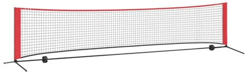 vidaXL Tennisnetz Schwarz und Rot Polyester Outdoor- Transportables Faltbares