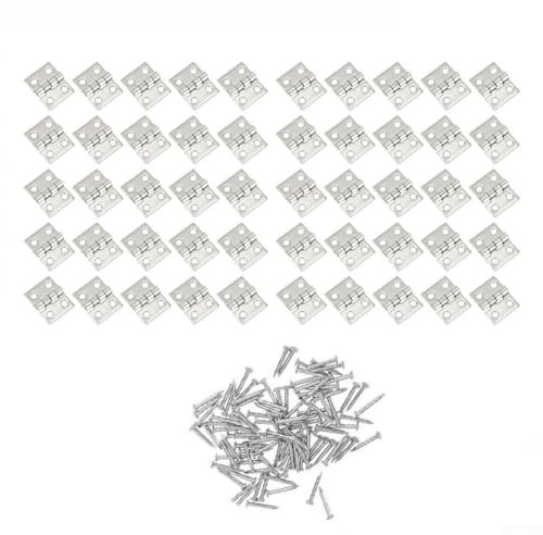 Bisagras de latón para pequeños accesorios de caja de puerta de manualidades, accesorios de mini gabinete, 8 x 10 mm, agujeros de montaje decorativos dorados y plateados