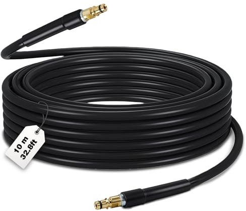 High Pressure Washer Hose, Suitable for Karcher K2 K3 K4 K5 K6 K7, Capable of Withstanding 5800PSI High Pressure, Made of Explosion-Proof Rubber Material, Apply to Garden Irrigation Etc (10 Meter)