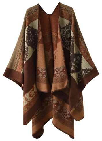 Sciarpa Donna Elegante, Poncho Pile Donna Invernale Classico Multicolore Poncho Lavorato Capes Scialli Oversize Leggeri Reversibili Invernali Stole Calde Elegante Scialle Cappotto Otoño E Invierno
