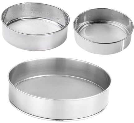 FIXOSHEE 3 pezzi Setaccio Farina in Acciaio Inossidabile con Maglia Fine Mesh Sieve per Cucina e Resistente e Leggero per Setacciare Farina Zucchero Velo e