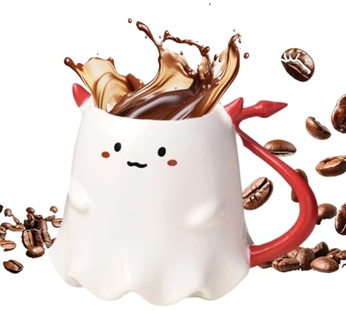 Uhngw Tasse Fantôme,Tasse En Céramique Résistante À La Chaleur, Verre À Vin Fantôme Nomade - Poignée Ergonomique 500ml pour Thé Café Lait Glace Eau Chaude Froide