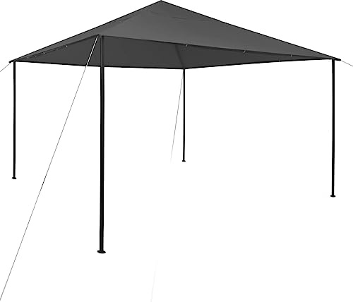 QJBSAVVA Pavillon 4x4x3 m Anthrazit aus 180 g/m² Oxford mit Stahlrahmen und UV-Schutz, grillpavillon und Shelter für Gartenfeiern und Camping