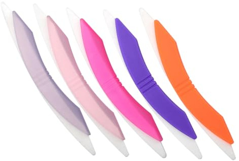 SEWACC Nagelpolierfeilen aus Kunststoff mit Doppelseitigem Design 5 Stück-pack und Gebogener Form für Maniküre und Nagelpflege zu Hause oder Unterwegs