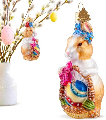 Hzyc Osterhasen Weihnachtsbaumschmuck,Handgeblasenes Glas-Weihnachtsschmuck | Bunny Ornament zum Aufhängen,Weihnachtsdekorationen für Osterferien Frühlingsparty Heim Geschenk