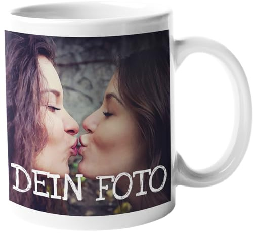 Tassenteam Fototasse bedrucken lassen - Tasse mit Wunschfoto personalisieren - Kaffeetasse selbst gestalten mit Bild - Werbetasse mit Foto oder Logo (weiß)