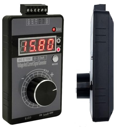 Générateur de signal CC 4-20 mA et 0-10 V avec écran LCD, sortie courant/tension réglable et protection contre les courts-circuits, outil d'étalonnage portable noir