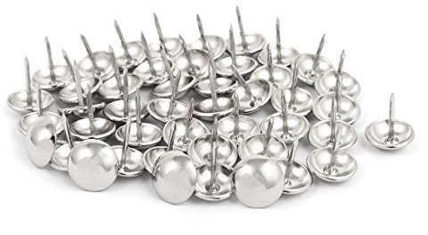 sourcing map Clou Tapissier 14mm Diamètre Inox Acier Dessin épingle Ameublement Clou Punaise 45PCS