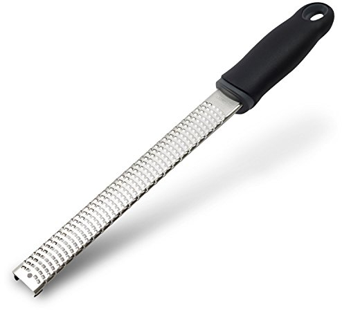Lemon Zester, Stainless Steel Kitchen Cheese Grater, Plastic Cover Ergonomic Soft Black Handle