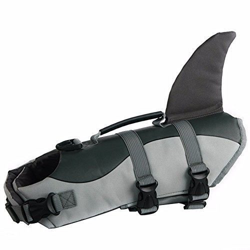 Pet Online Giubbotto di Salvataggio per Cani Pet Cosplay Nuotare Dispositivo di galleggiamento Giubbotto salvagente, squalo Grigio, s