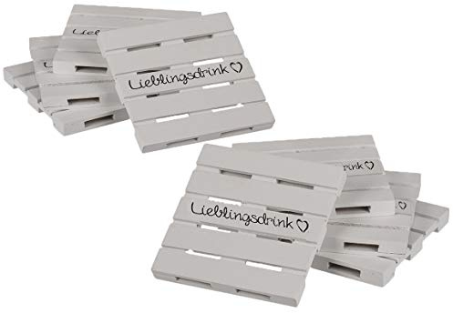 Bada Bing 8er Set Untersetzer Lieblingsdrink Herz Palette Miniaturpaletten Aus Holz In Weiß Grauer Schriftzug Deko Glasuntersetzer 72