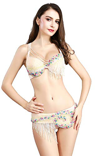 ROYAL SMEELA Belly Dance Costume for Women Sexy Belly Dance Bra and Belt Set Tribal Belly Dance Top Dancing Outfit Carnival Skin