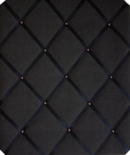 Pinnwand, schwarzes Leinen, Bronze-Detail, groß, 40 x 48 cm, Stoff, zum Aufhängen im Hochformat