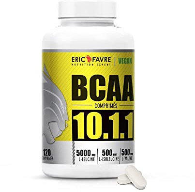 BCAA COMPRIMÉS 10.1.1 - Acides Aminés Musculation Vegan Hautement Dosés - Votre Allié Pour Des Entraînements Efficaces - Performance Accentuée - Programme 30J - 120 Comprimés - Eric Favre
