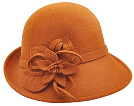 Ulalaza Wolle Filz Cloche Hut Winter Wide Brim Retro Blume Bowknot Vintage Eimer Floppy für Frauen