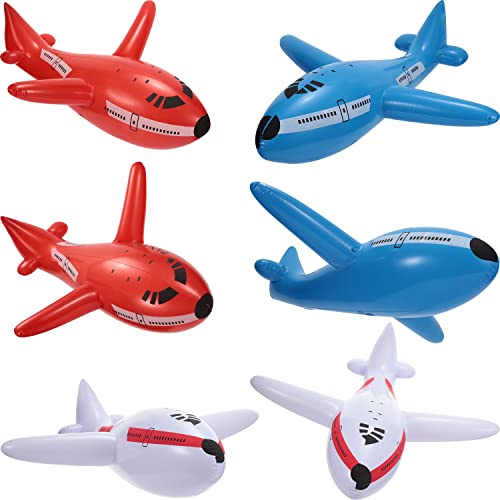 Gejoy 6 Pieces Inflatable Airplanes Party Decoration Aircraft Inflates Plane Inflated Balloons Decor for Birthday Shower Pilot Adventure Themed Party Supplies 20 Inches