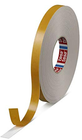 tesa fix® 4957 Kräftiges, doppelseitiges PE-Schaumstoffklebeband, selbstklebend, Farbe: weiss, Länge: 25 m, versch. Breiten (9/12/19/25/38 mm) (19 mm)