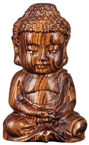Ouceanwin Mönch Buddha Figuren Deko Skulptur Holz Betende Buddha Statue Sitzender Kleine Buddha Meditations, Handgeschnitzter Buddah Dekofiguren für Tischdeko, Wohnaccessoire