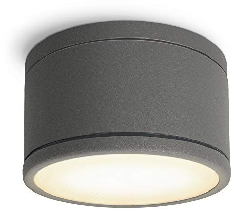 SSC-LUXon CELI-WX Aufbaustrahler dimmbar IP44 für Aussen & Bad mit LED GX53 Lampe 6W warmweiß - Deckenspot 230V rund grau