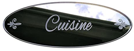 Plaque de Porte Cuisine en Plexi Miroir Autocollant - Plaque Miroir Adhésive - Dimensions 16 x 6 cm - Décoration pour Porte - Pastilles Doubleface au Dos