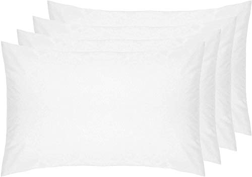 DTEX HOMES Juego de 4 fundas de almohada de microfibra cepillada suave de fácil cuidado, resistentes al encogimiento y a la decoloración, color blanco, 4 fundas de almohada de tamaño estándar (50 x 75