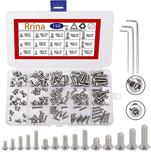 Rrina Juego de tornillos de seguridad Torx de cabeza de botón de acero inoxidable 304, con 3 llaves (T10 T20 T25)