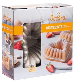 Decora 0080115 MINI-MOULE A GATEAU 16 X 16 X 6 H CM BEATRICE EN ALUMINIUM MOULE SOUS PRESSION, Or