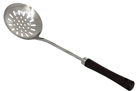 Stabiler Schaumlöffel Edelstahl 39 cm lang, Ø 11,5 cm Holz-Griff Schaumkelle Suppenkelle 40