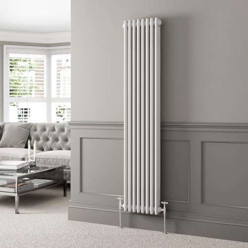 DuraTherm® 1800 x 380mm White Traditional Vertical Designer Radiator Triple Column Colosseum Cast Iron Style Central Heating Panel Radiators Rad