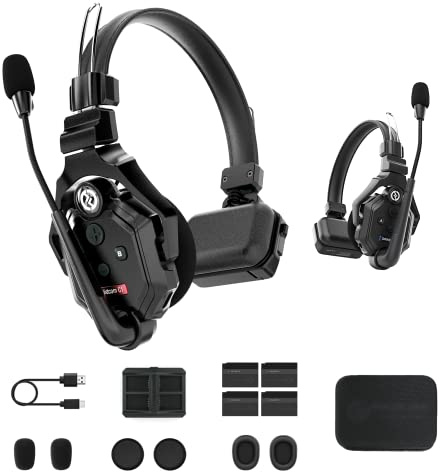Hollyland Solidcom C1 System Intercom Wireless Full-Duplex 350m Portata per 2 Persone Comunicazione Team Produzione Cuffie Professionali Single-Ear con 1 Cuffia Master e 1 Cuffia a Distanza (2S)