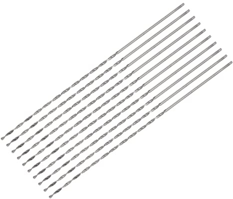 sourcing map 10 Stk. 1mm Mini Mikro Spiralbohrer Extra lang Metallbohrer | Hochgeschwindigkeitsstahl, geradem Schaft, 80mm, für Aluminiumlegierung