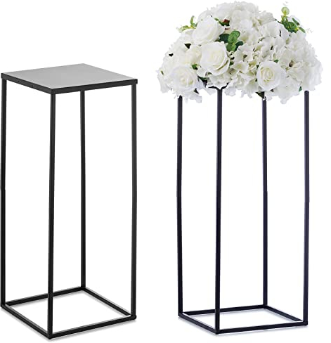 Nuptio Jarrón Negro para Centros Mesa Boda 2 Piezas 60cm Altura Planta Jarrones Flores Centros Mesa para Bodas Fiesta Cumpleaños - Metal Columna Visualización Mesa para Decoraciones Interior
