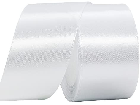50mm Wide White Ribbon Thick Wedding Car Ribbon 22m, 2 inch Thick White Satin Ribbon for Gift Wrapping Wedding Car Christmas Birthday Cake Hair Bow Florist Bouquet Crafts Decorations