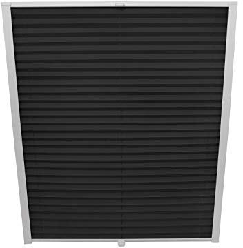 ondeco Dachfenster Plissee zum Bohren passend für Velux Fenster Plisseerollo Faltrollo verspannt Zubehör Schwarz C02 - B: 38,3cm x H: 54cm