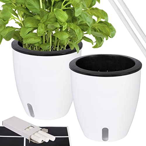 ONVAYA® Kräutertopf selbstwässernd | Wasserstand ablesbar | 2er Set Ø 18 cm | Hochwertige Farbe