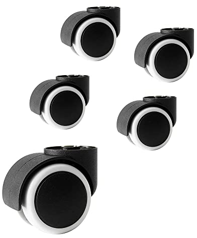 FREAZE 5 Stück Stuhlrollen Ohne Stift Bürostuhl Hartbodenrollen, 50mm Leise Räder Lenkrollen, Lochdurchmesser 8mm, Rodless Doppelrad Für Drehstühlen (Color : A)