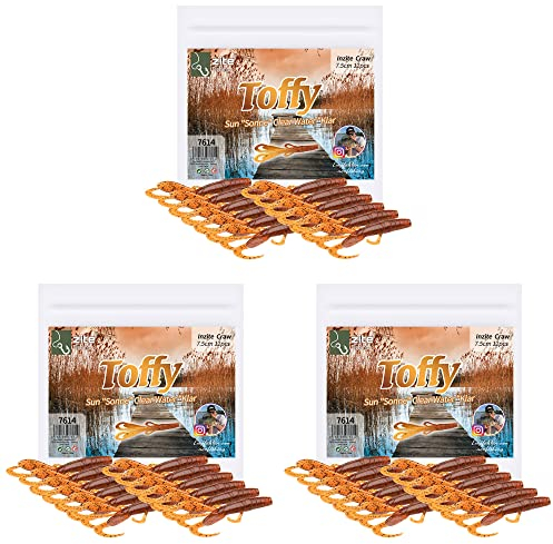 Zite Fishing Creature Bait Gummiköder Inzite Craw - 36 STK Drop Shot Finesse Angelköder Barsch & Zander Angeln - Auch UV-Aktive Kunstköder Farben (Toffy)