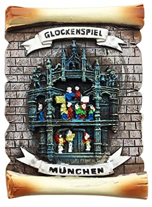 Glockenspiel München Deutschland Kühlschrank Magnet Reise Souvenir 3D Kühlschrank Deko Magnetaufkleber Handbemalt Basteln